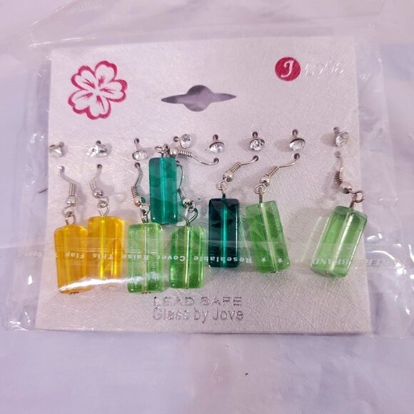 DANGLE and Stud Glass Earrings By Jove - Set of 8 Earring Pairs. - Picture 1 of 10